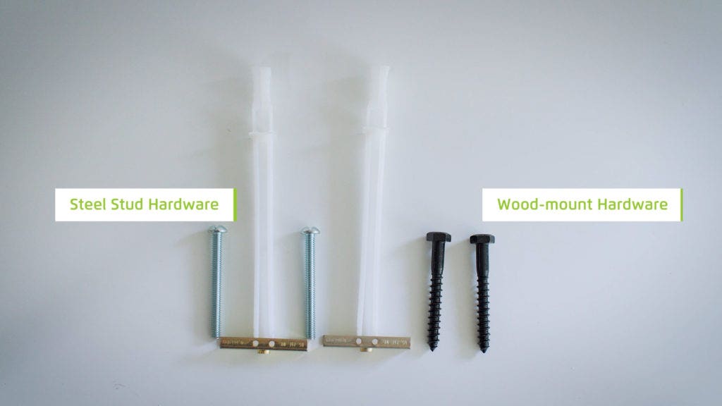 TV Mounting Hardware for Metal Studs and Wood Studs